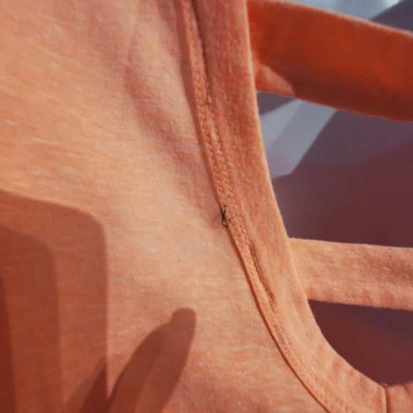Like NEW! Small, Peachy S/S Top, Sexy Cut Out Straps on Back, Stretchy - Picture 8 of 10